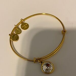 Gold Bangle Bracelet with Crystal Charm- Alex & Ani